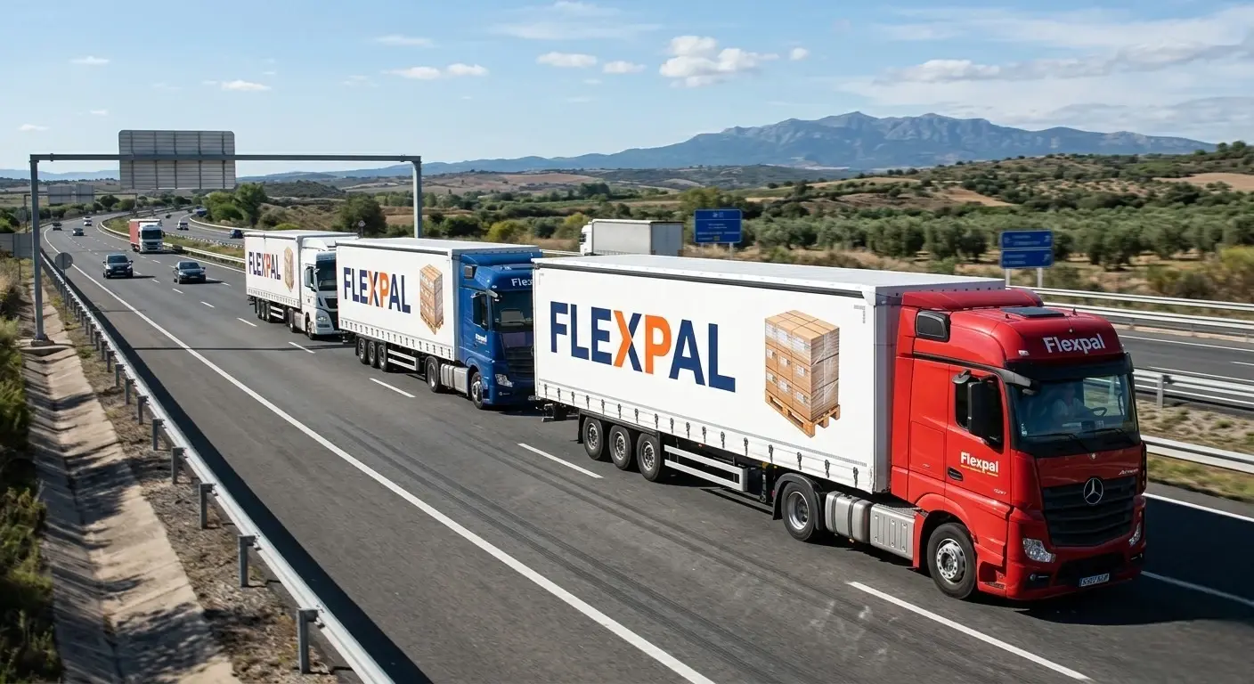 Camión de transporte con palets certificados NIMF-15 para exportación desde Cataluña — Flexpal